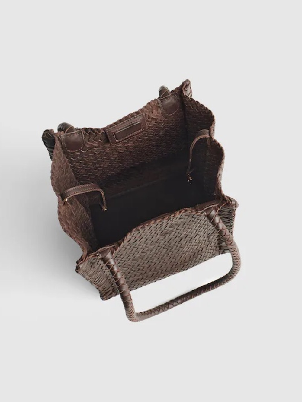 MADEWELL • The Lexington Real Brown Leather Intrecciato Weave Small Box Tote - Picture 3 of 14